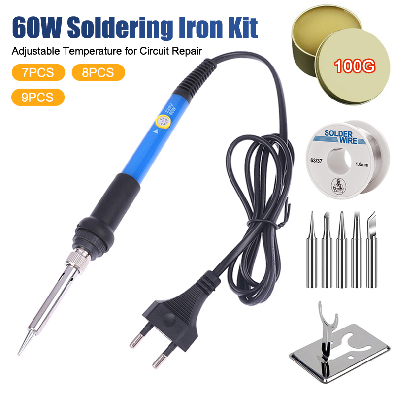 Diy Electronics Storage - ชุดหัวแร้งบัดกรีไฟฟ้าปรับอุณหภูมิได้ 220V 60W พร้อมหัวแร้งสำหรับงาน DIY ซ่อมวงจร