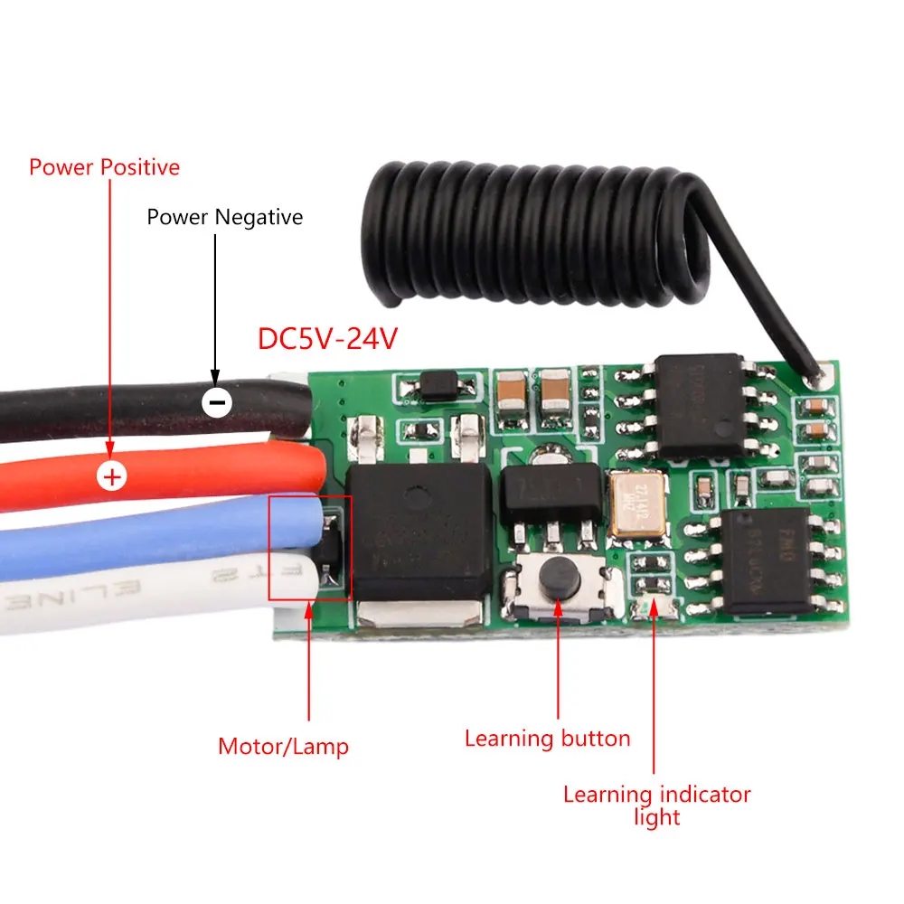 Rf 433Mhz Module - DC 3.7V-24V 433MHz มินิไร้สาย RF รีโมทคอนโทรลสวิตช์โมดูลรับสัญญาณสำหรับไฟ