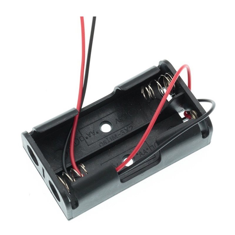 Diy Electronics Storage - AAAEL-100Pcs กล่องใส่แบตเตอรี่ 2AA พร้อมสายไฟ กล่องเก็บแบตเตอรี่ DIY