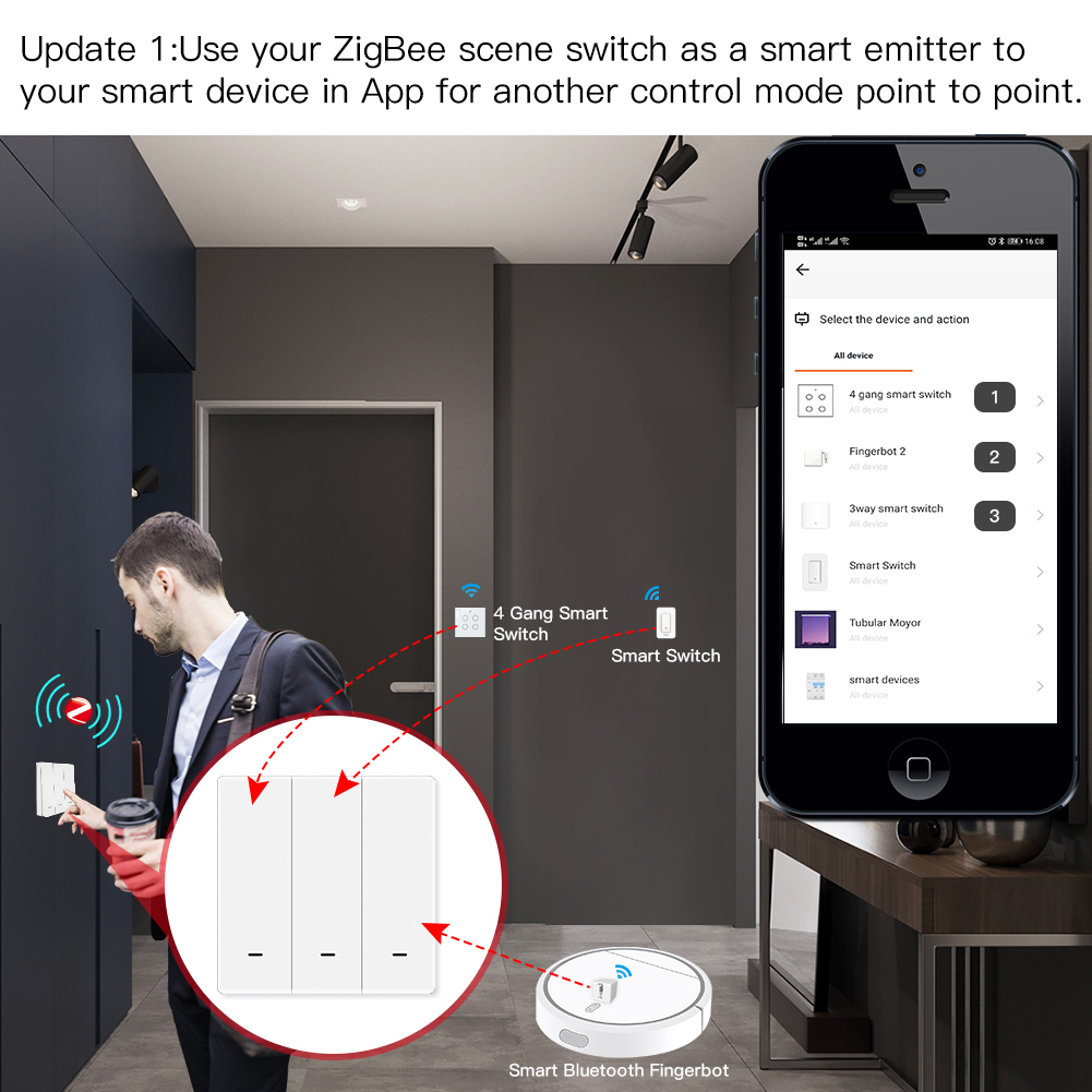 สวิตช์ควบคุมฉากไร้สาย MOES Tuy - Push Button Tactile บทวิจารณ์และราคา